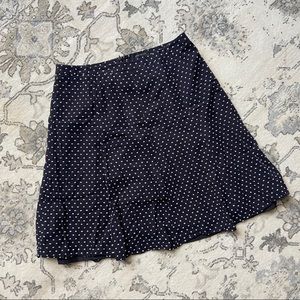 Ann Taylor LOFT Dotted Navy Godet Midi Skirt
